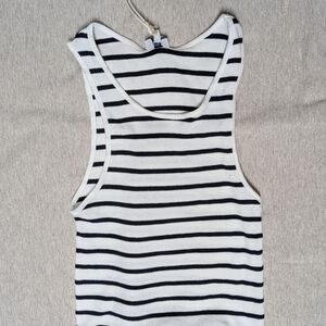 NWT Kule Cotton Elemi Striped Crop Tank Top XS Slim Fit Black White Cream Navy